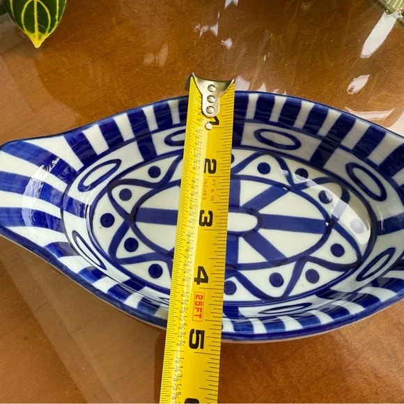 Dansk Blue and White Ceramic Oval Dish - Picture 5 of 9